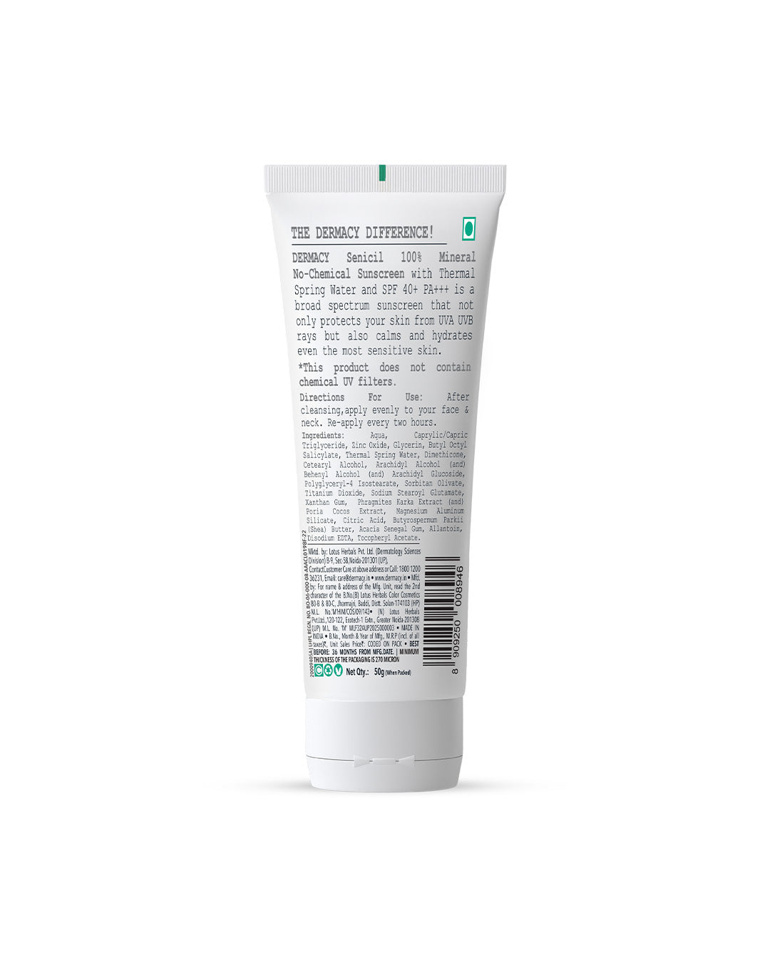 DERMACY 100% Mineral No-Chemical Sunscreen